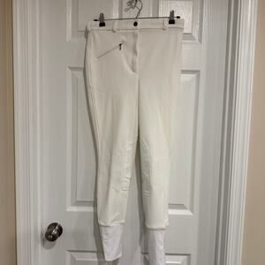TuffRider Women's Front Zip Knee Patch Breeches White Size 30 NWT Equestrian